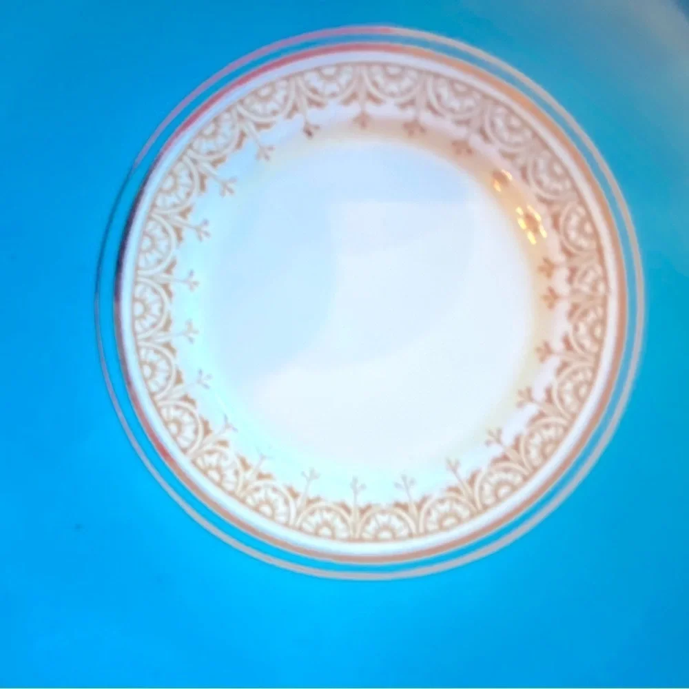 Vintage Ansley China B5333 Teal Porcelain Tea Cup Saucer Gold Edging